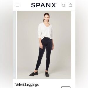 SPANX navy Velvet Leggings Sleek Form-Fitting Design comfort athleisure casual